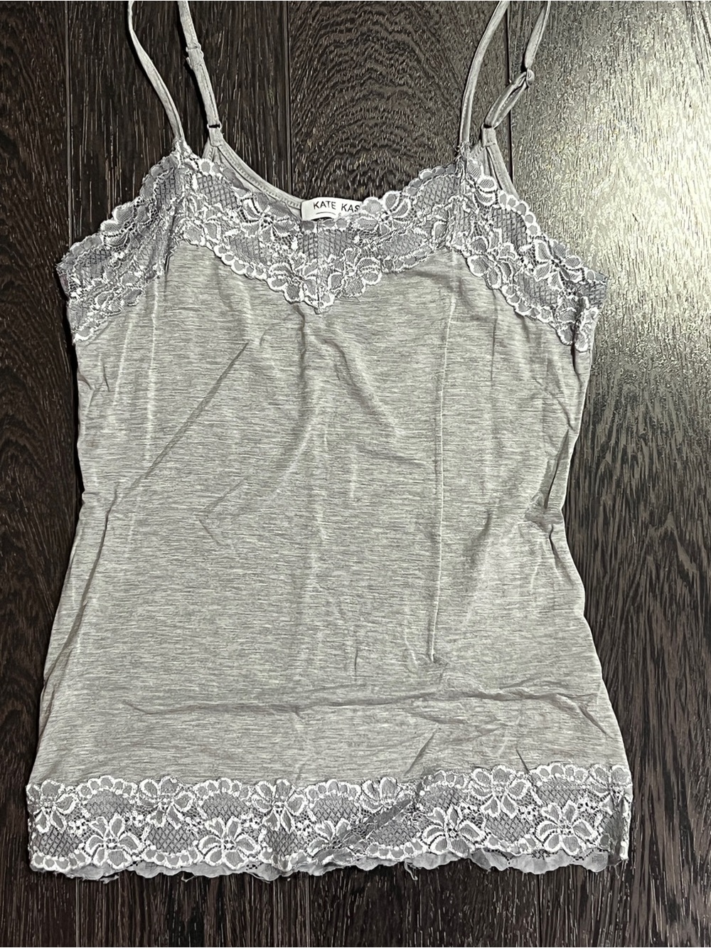 KASIN grey gray Lace Trim Cami Tank Top women’s size small